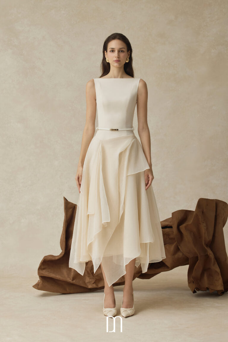 BYDENIO Seraphelle layered A-line midi dress