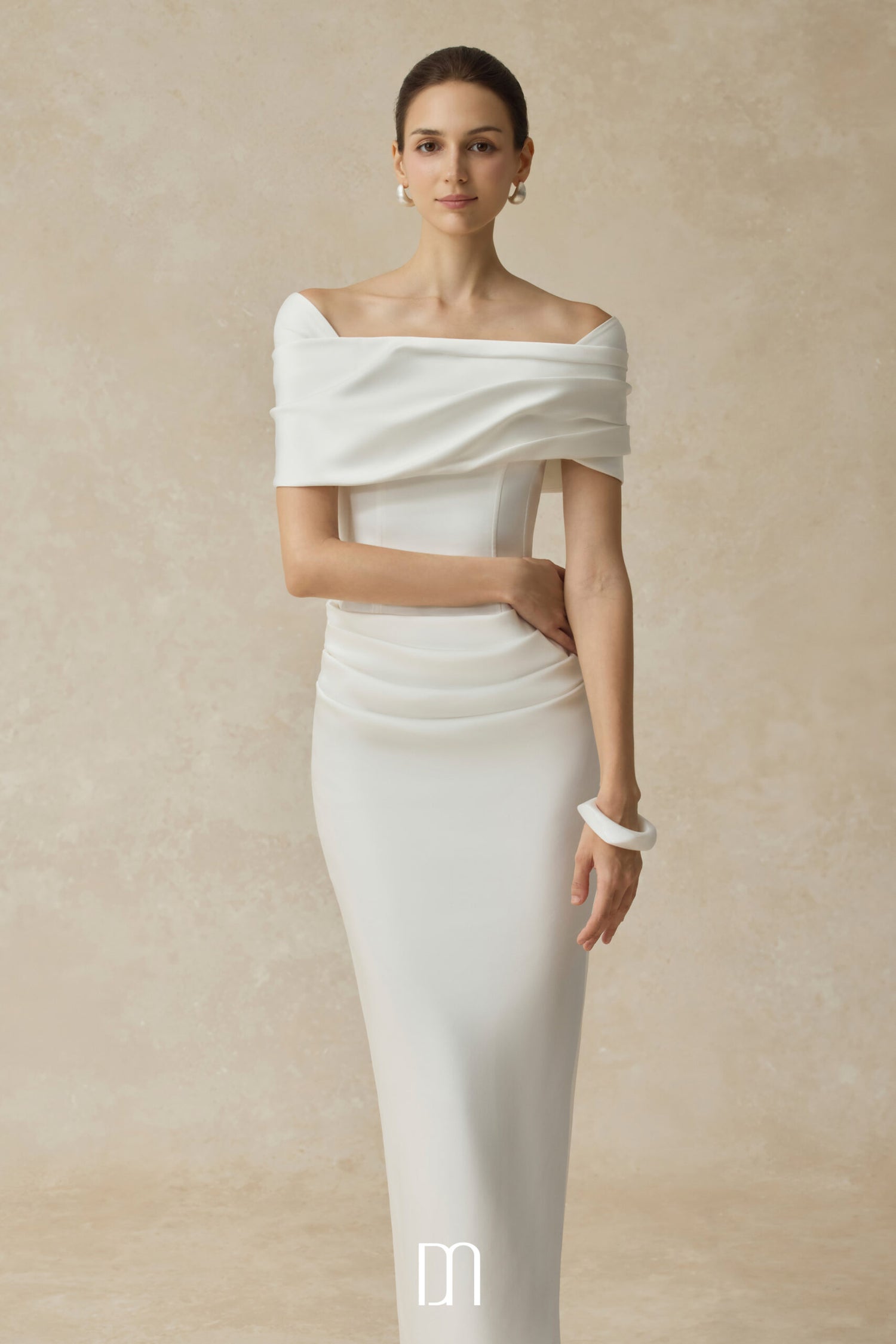 BYDENIO Solora Bodycon midi dress with shoulder-hip draping