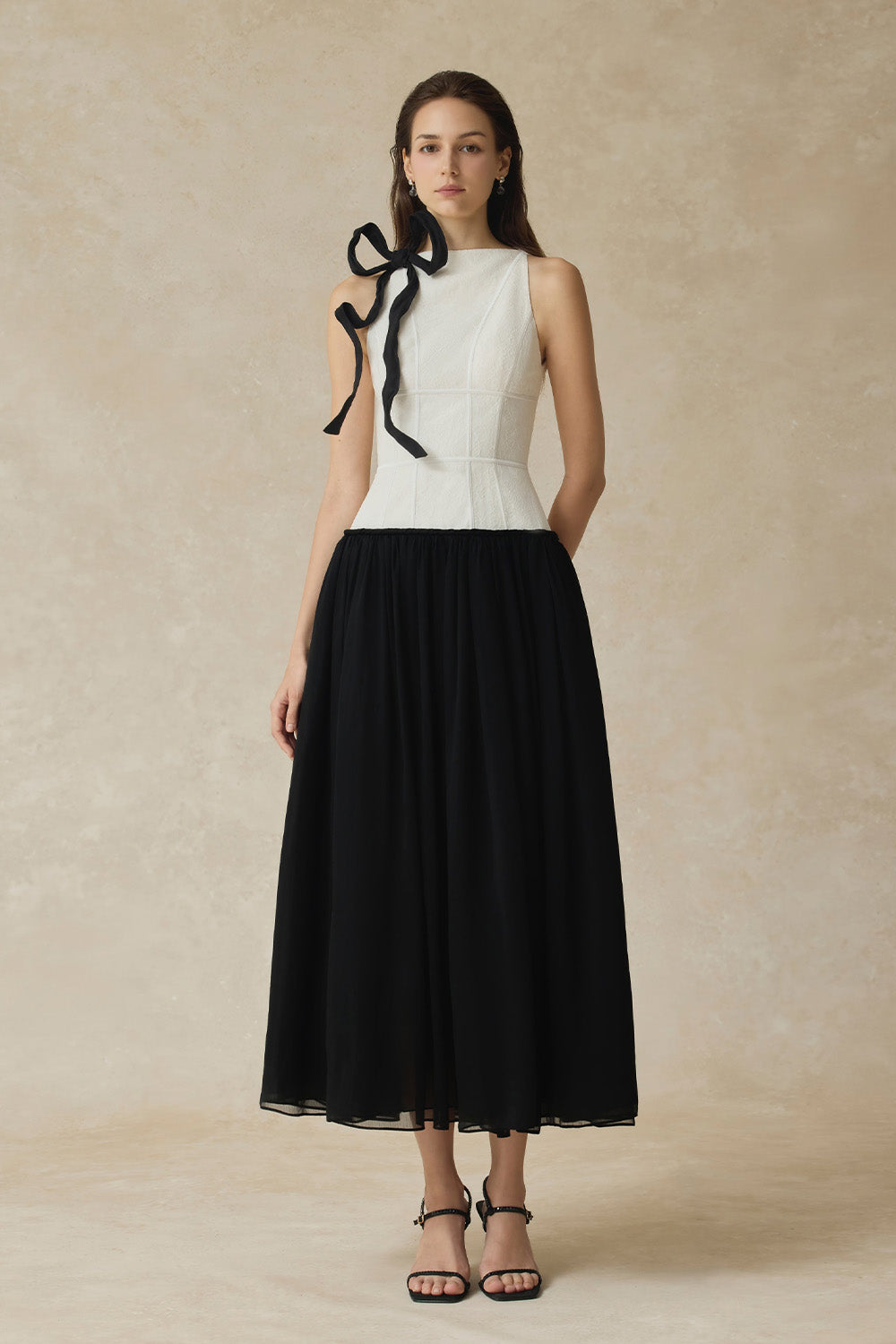 BYDENIO Lunaria Halter neck lace dress with bow