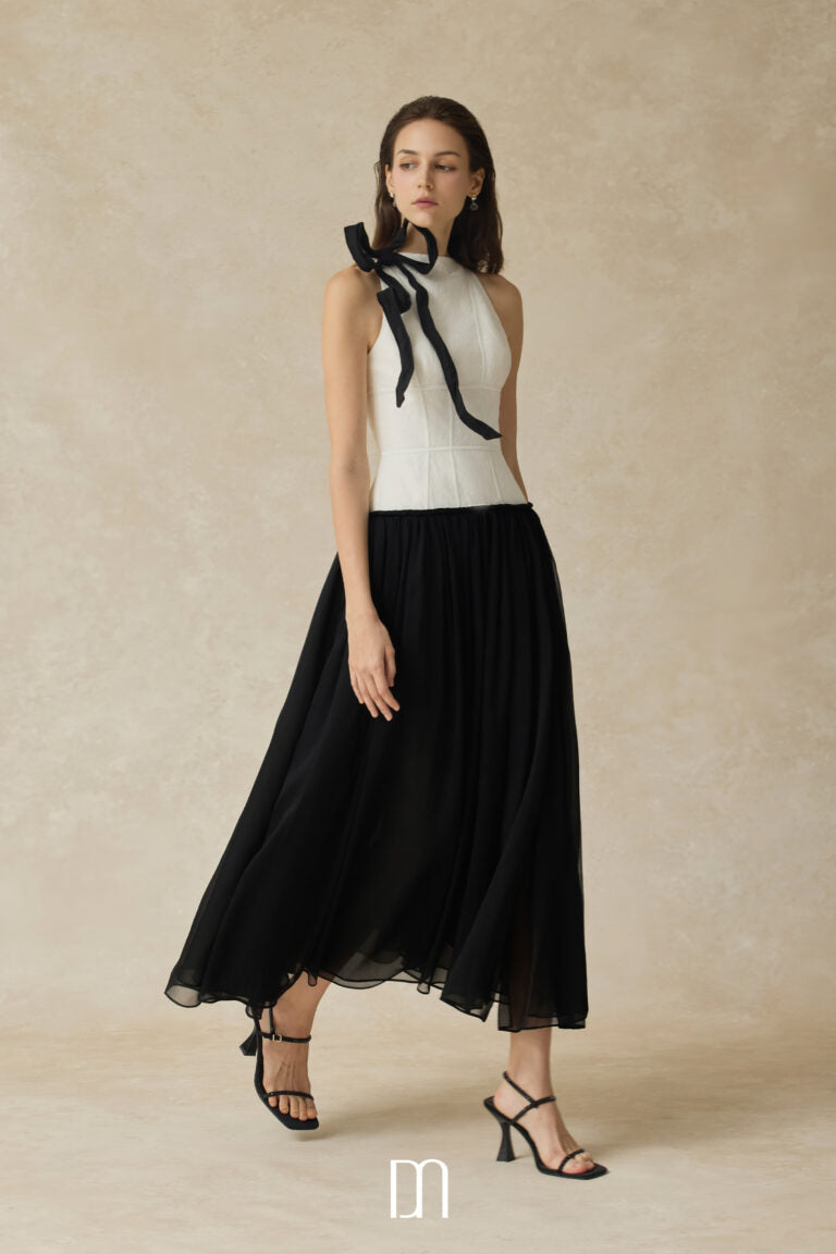 BYDENIO Lunaria Halter neck lace dress with bow