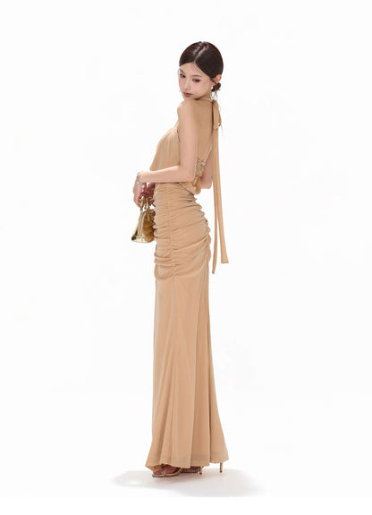 CYNR Beaded strapless chiffon dress