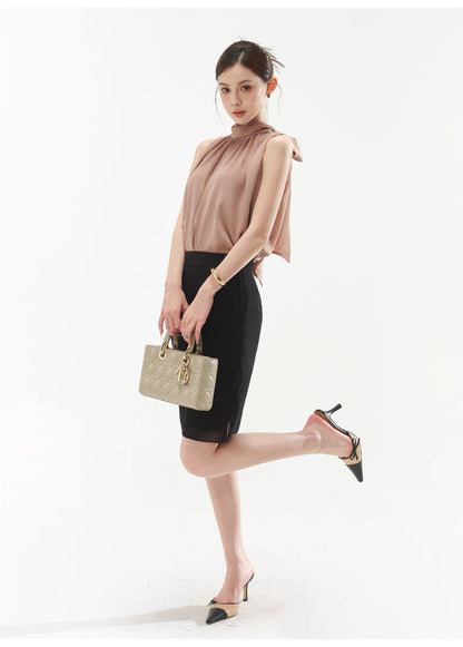 CYNR Strap hanging sleeveless top + high waisted mid skirt