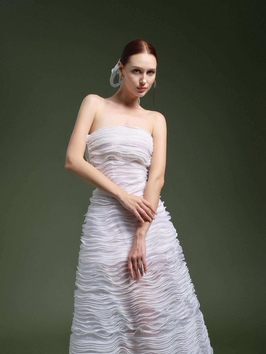 XY Bymyxy White Ribon Long Dress