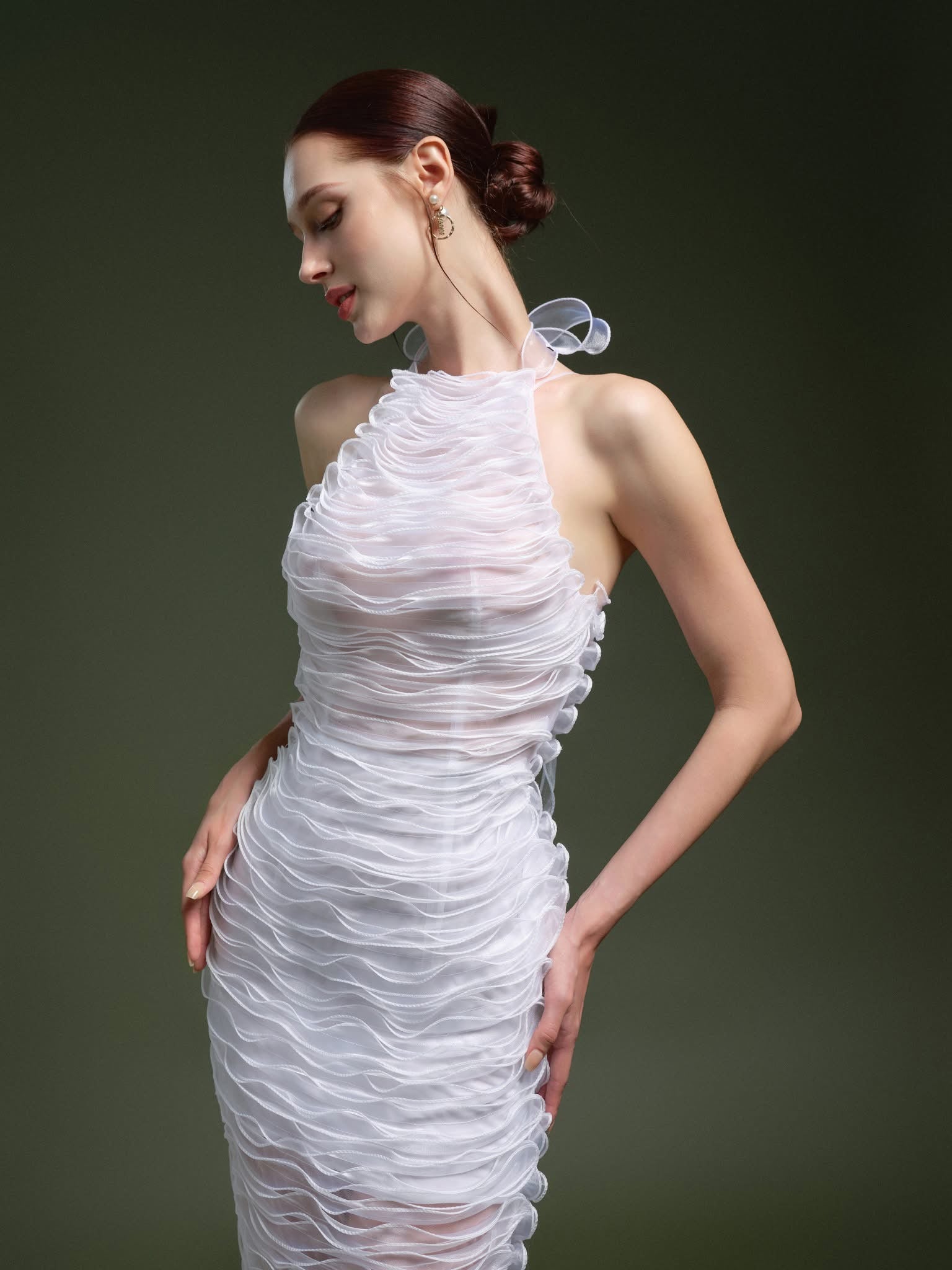 XY Bymyxy White Ribon Pencil Dress