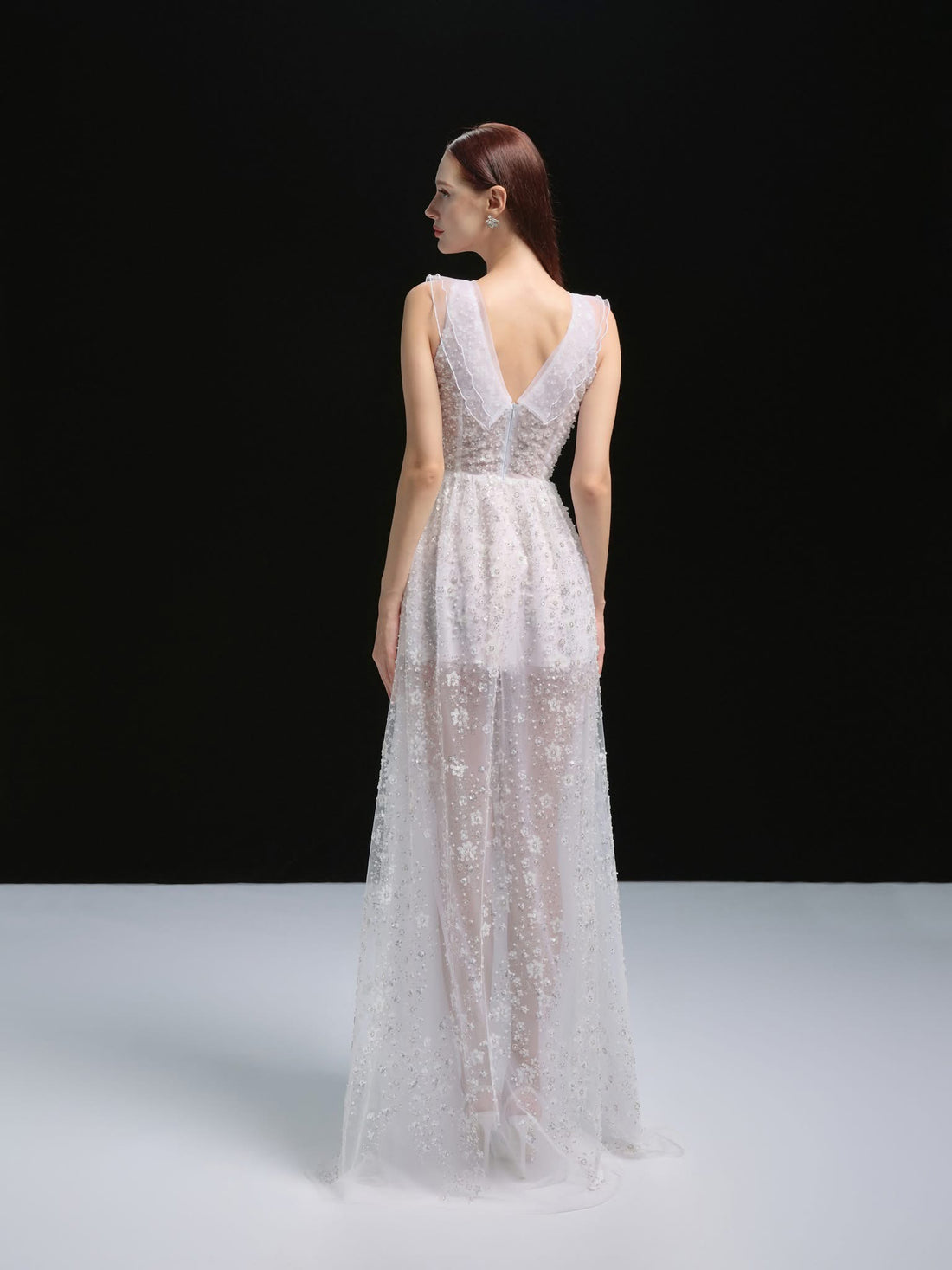 XY Bymyxy White Butterfly Bow Long Dress