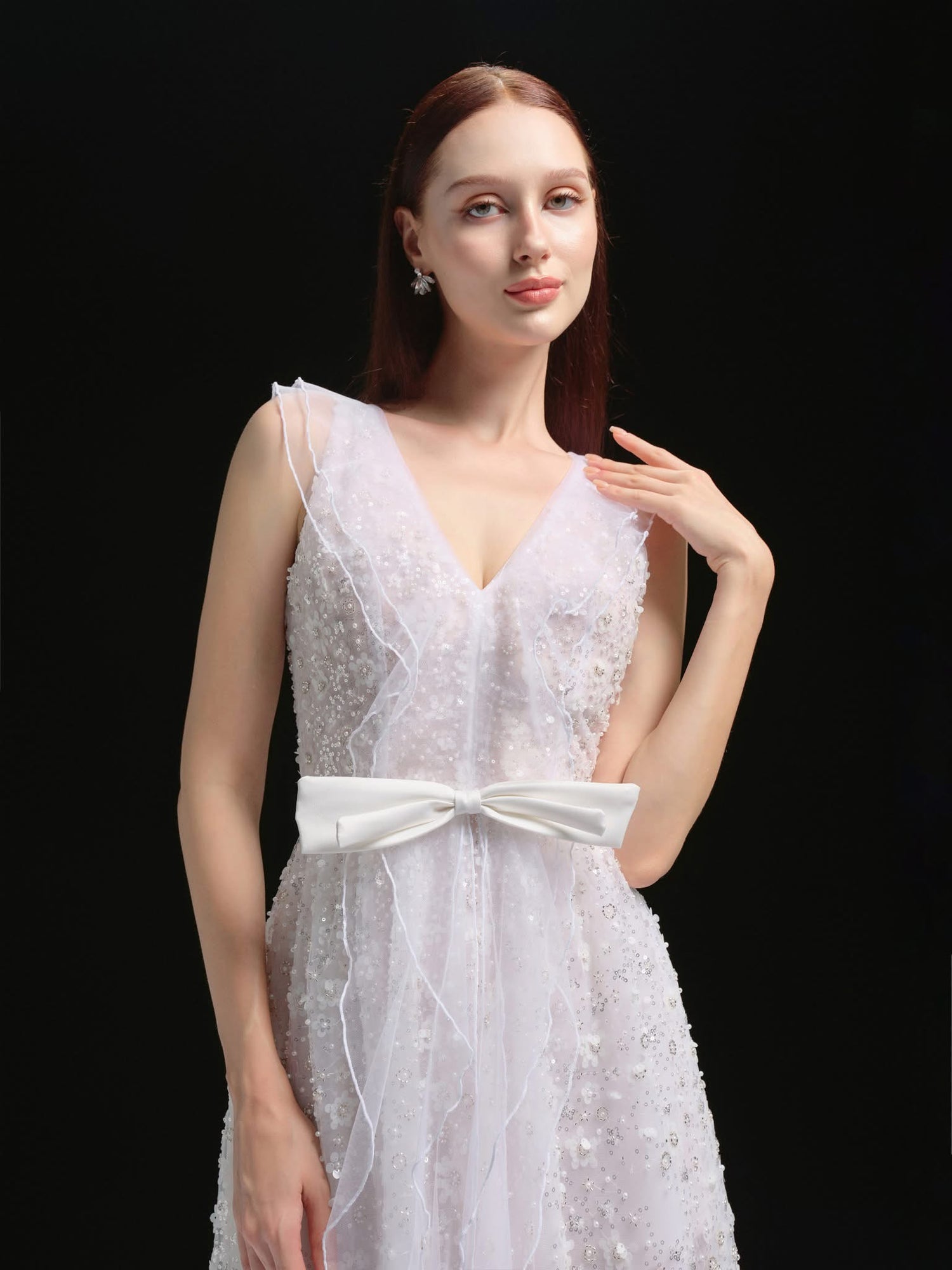 XY Bymyxy White Butterfly Bow Long Dress