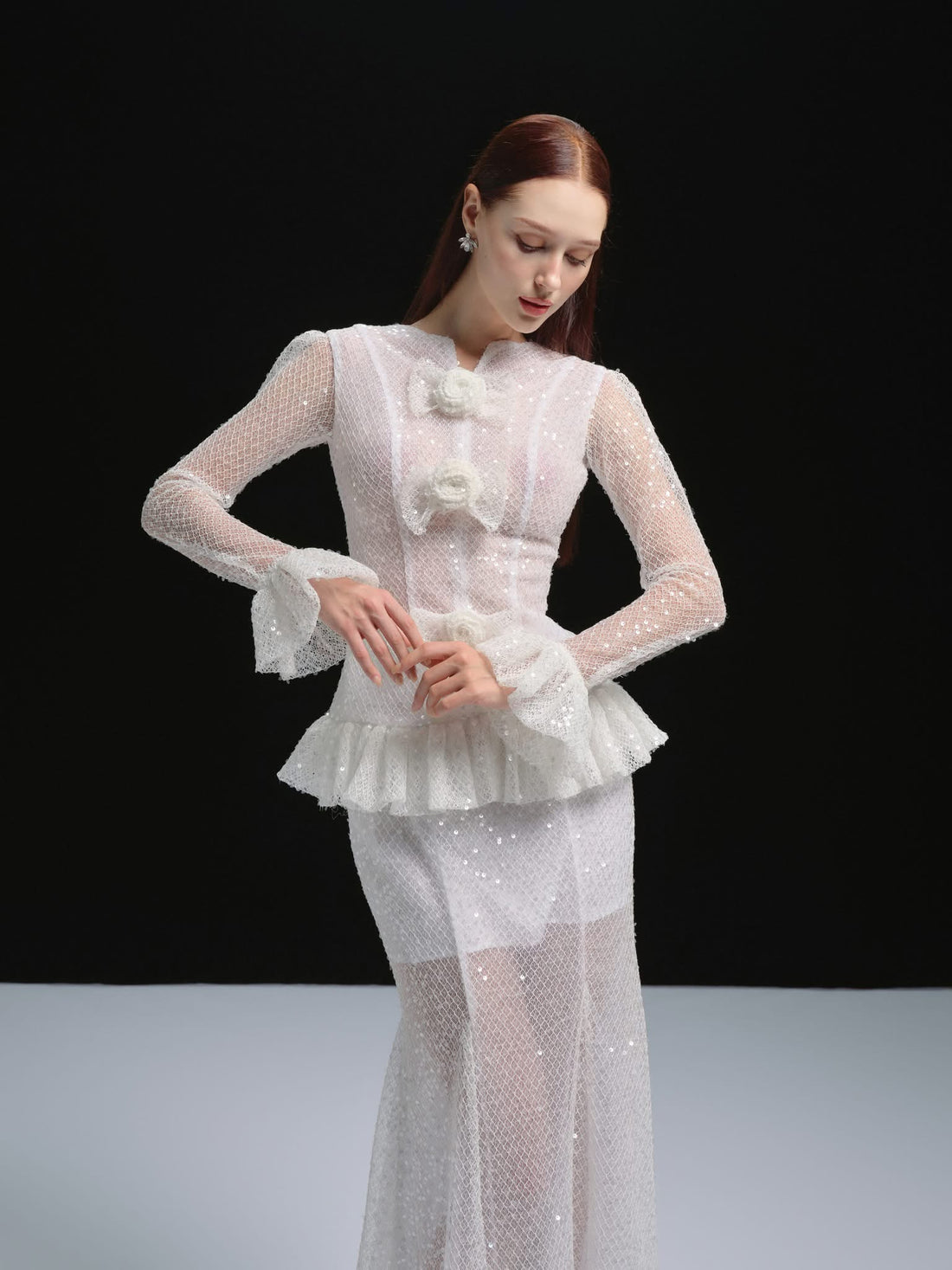XY Bymyxy White Long Lace Bow Set