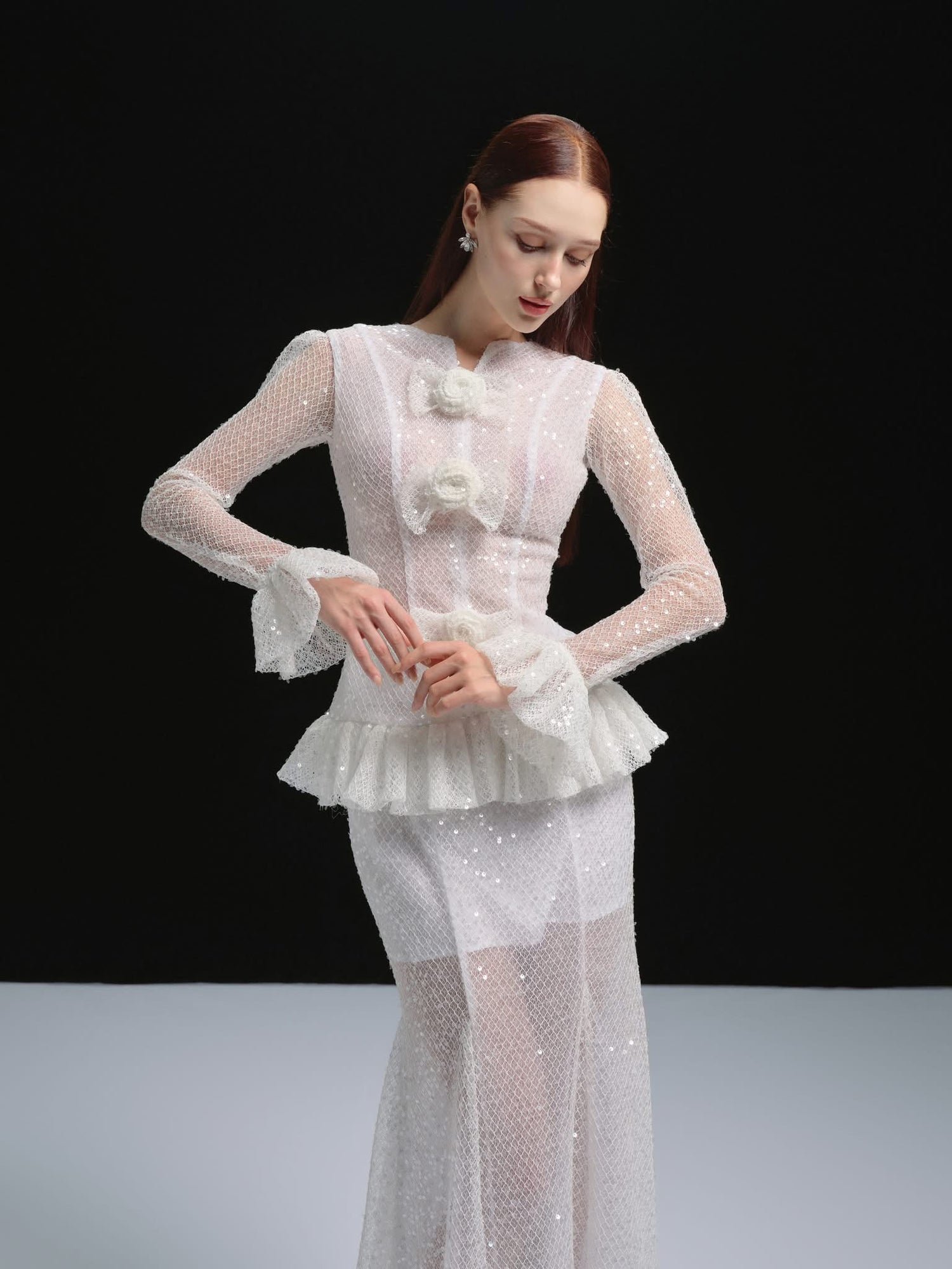 XY Bymyxy White Long Lace Bow Set