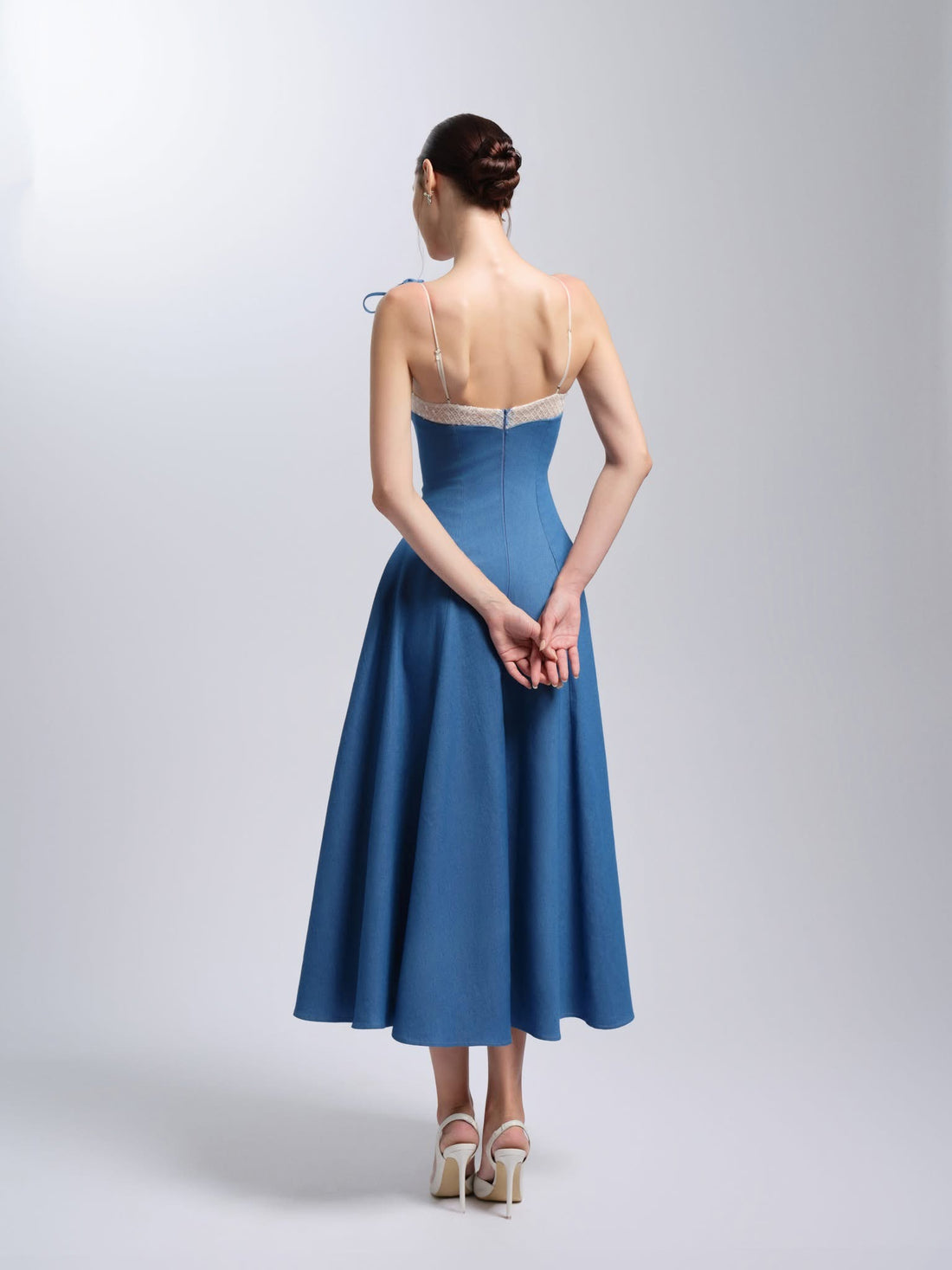 XY Bymyxy Denim Blue Swan Midi Dress