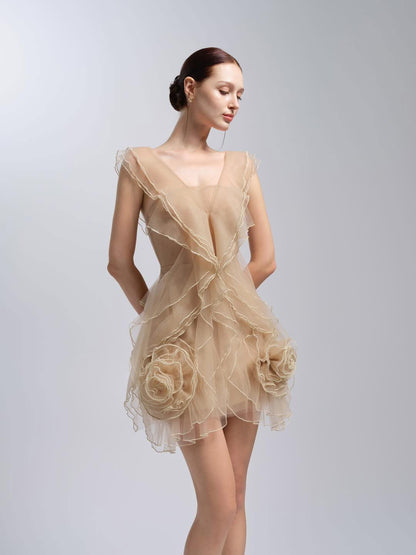 XY Bymyxy Nude 3D Short Dress