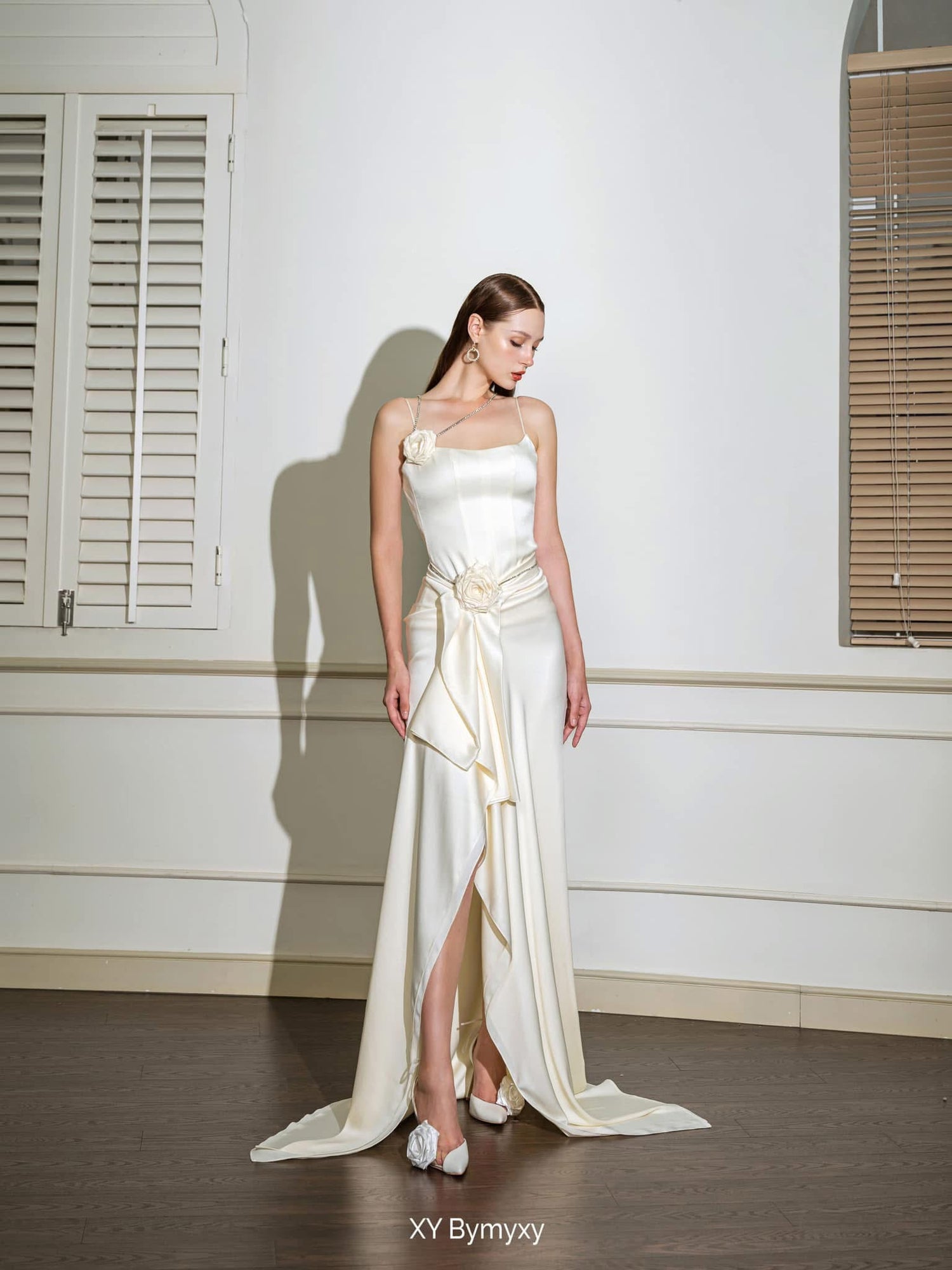 XY Bymyxy Set white rose bling fall dress
