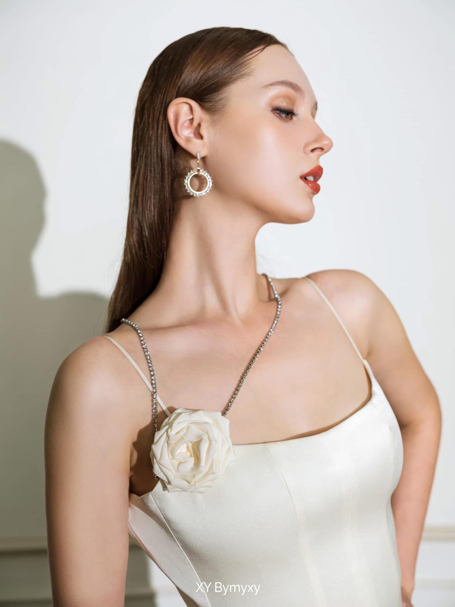 XY Bymyxy Set white rose bling fall dress