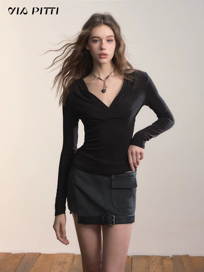VIA PITTI VIADS613 V-neck slim fit base T-shirt