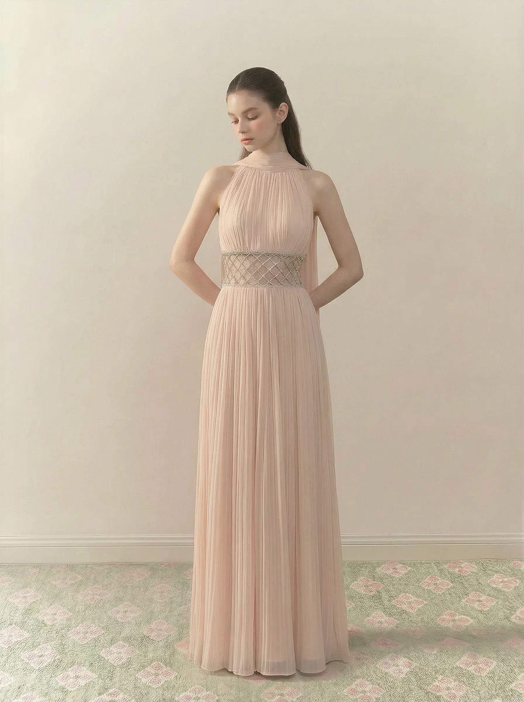 SeaRisen Hand woven diamond belt waist cinching dress