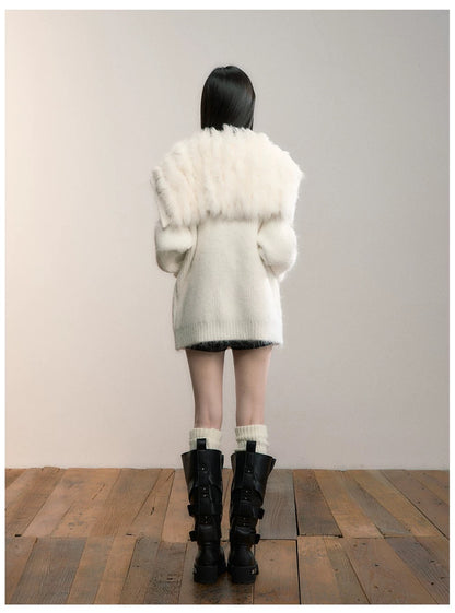 VIA PITTI VIADK672 Big collar plush cardigan