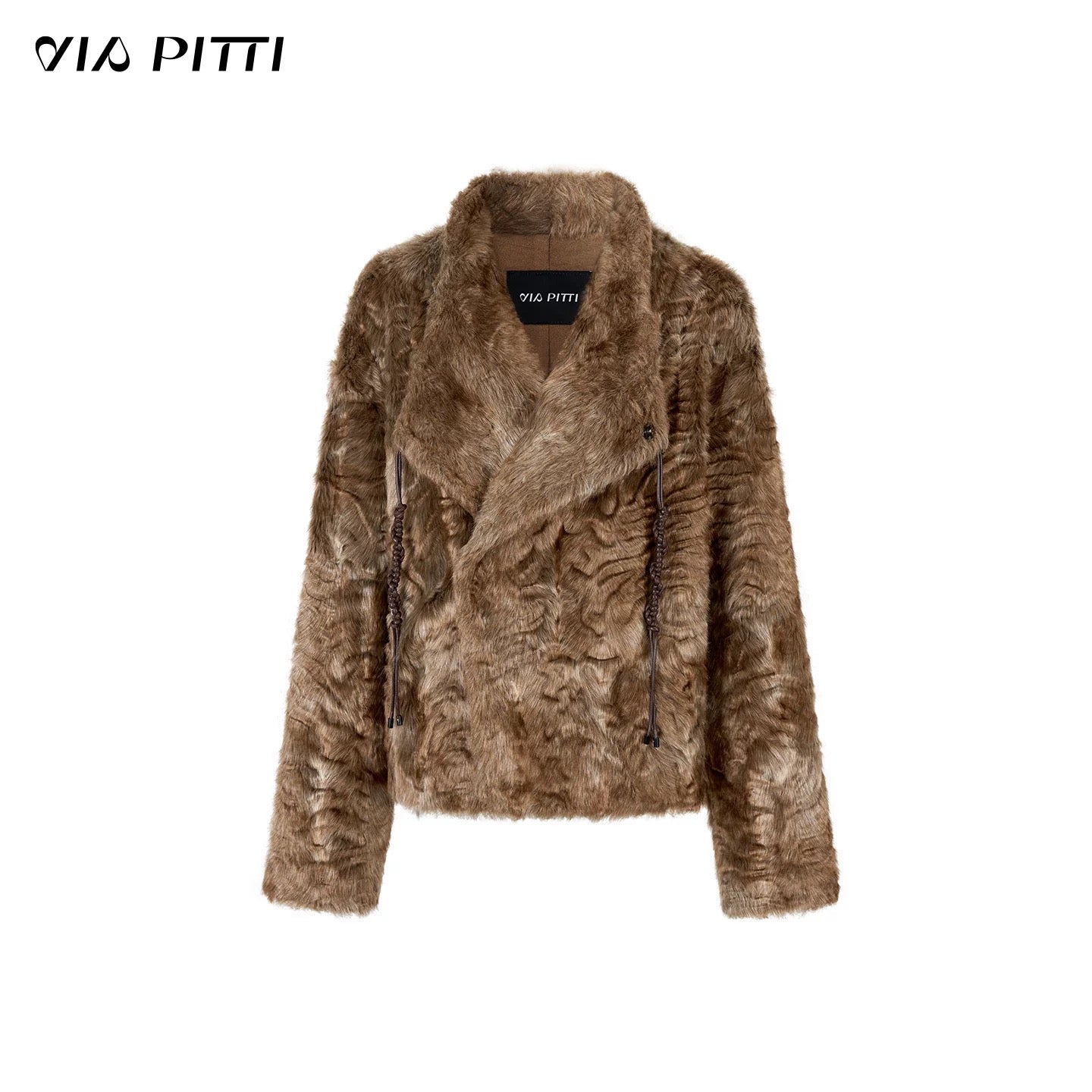 VIA PITTI VIADC598 Embossed large lapel faux fur jacket