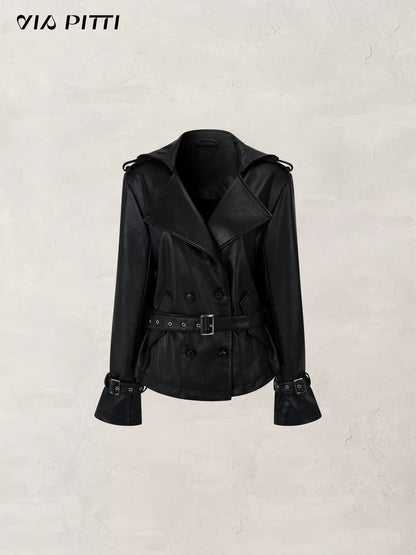 VIA PITTI VIADC578 Hooded motorcycle leather jacket