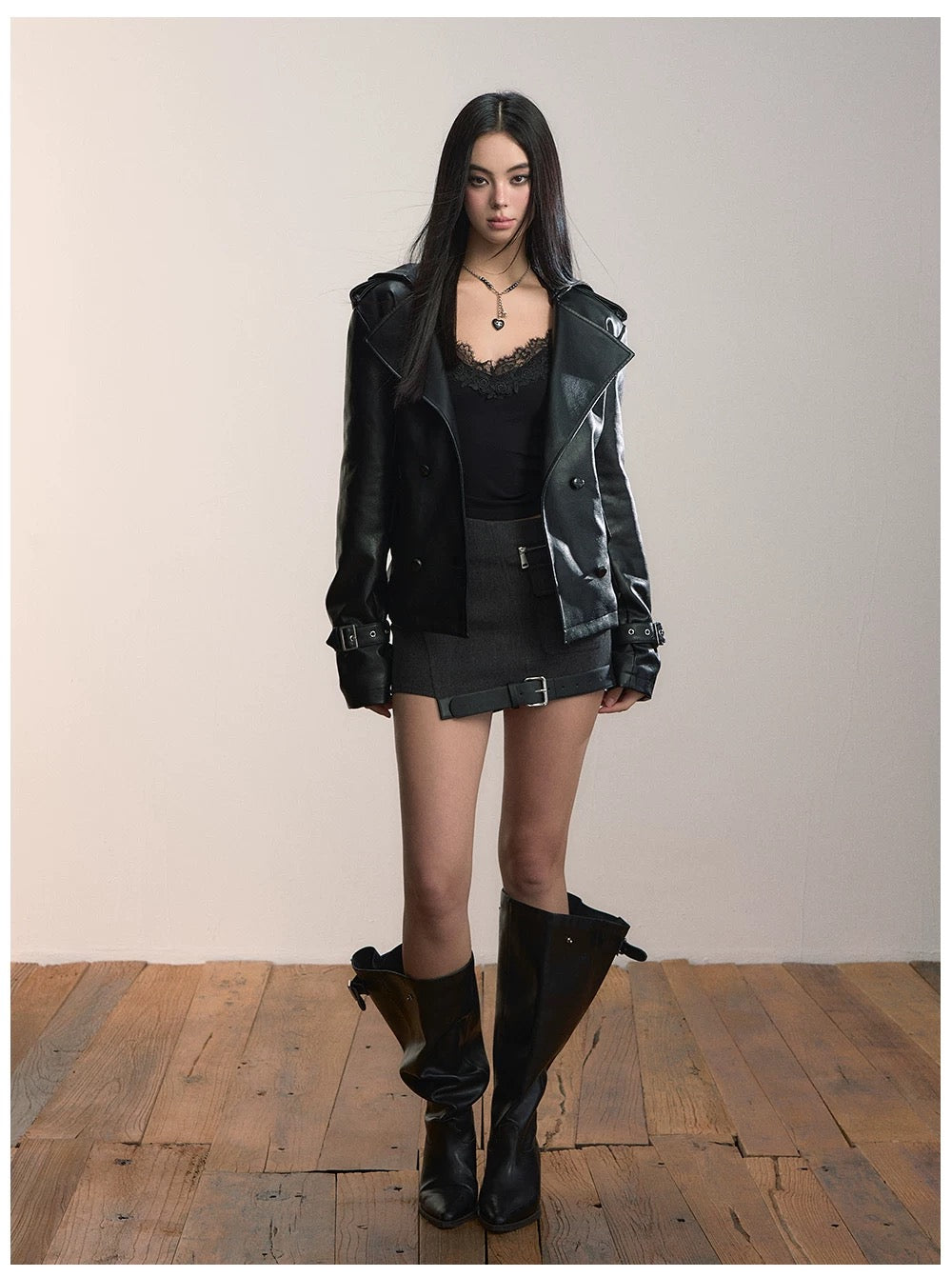 VIA PITTI VIADC578 Hooded motorcycle leather jacket