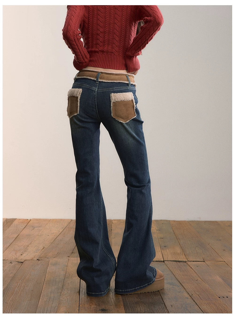 VIA PITTI VIADP657 Contrast splicing micro flared jeans