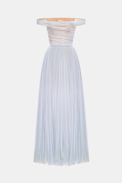 Montsand Violet Off-shoulder Maxi Dress