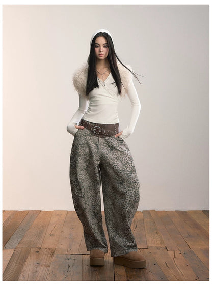VIA PITTI VIADP674 Leopard print casual jeans