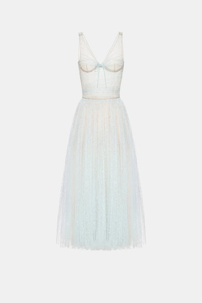 Montsand Blue Drapped Midi Dress