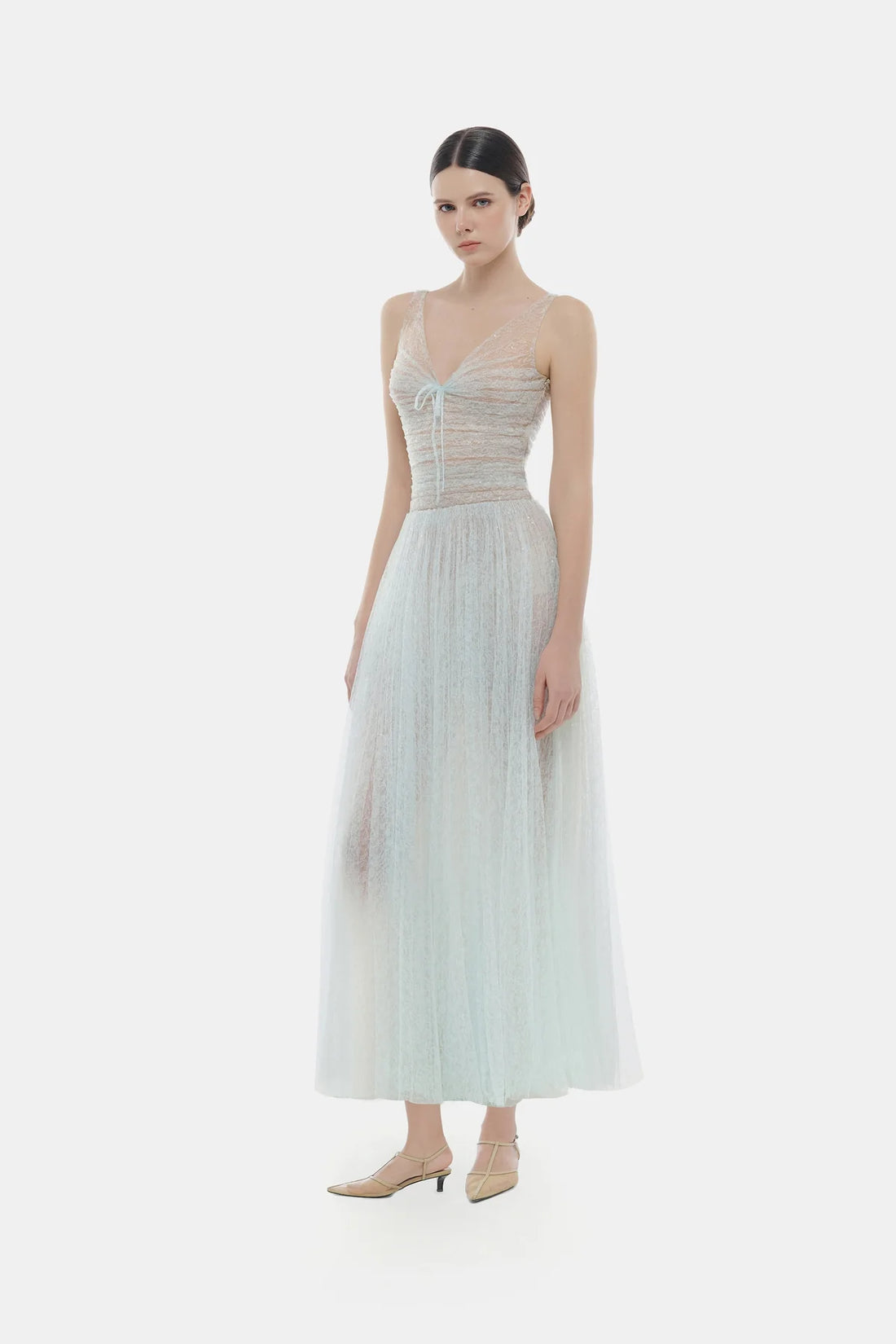 Montsand Blue Drapped Midi Dress