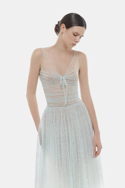 Montsand Blue Drapped Midi Dress