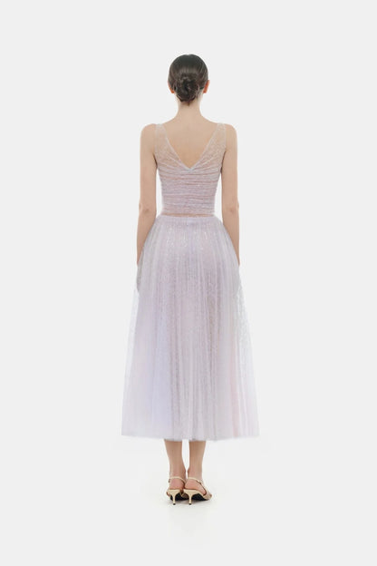 Montsand Violet Drapped Midi Dress