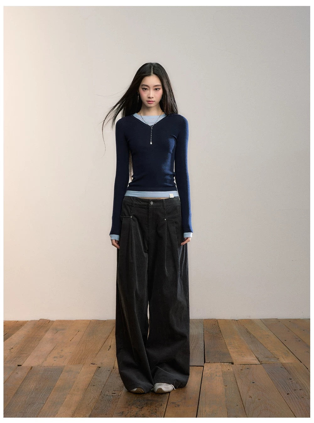 VIA PITTI VIACP525 Folded corduroy loose casual retro pants