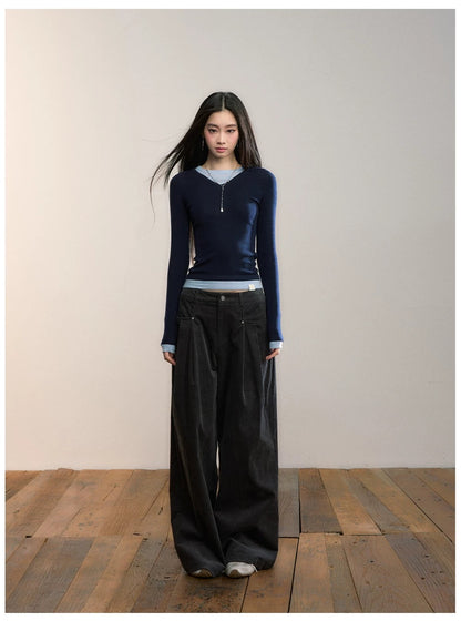 VIA PITTI VIACP525 Folded corduroy loose casual retro pants