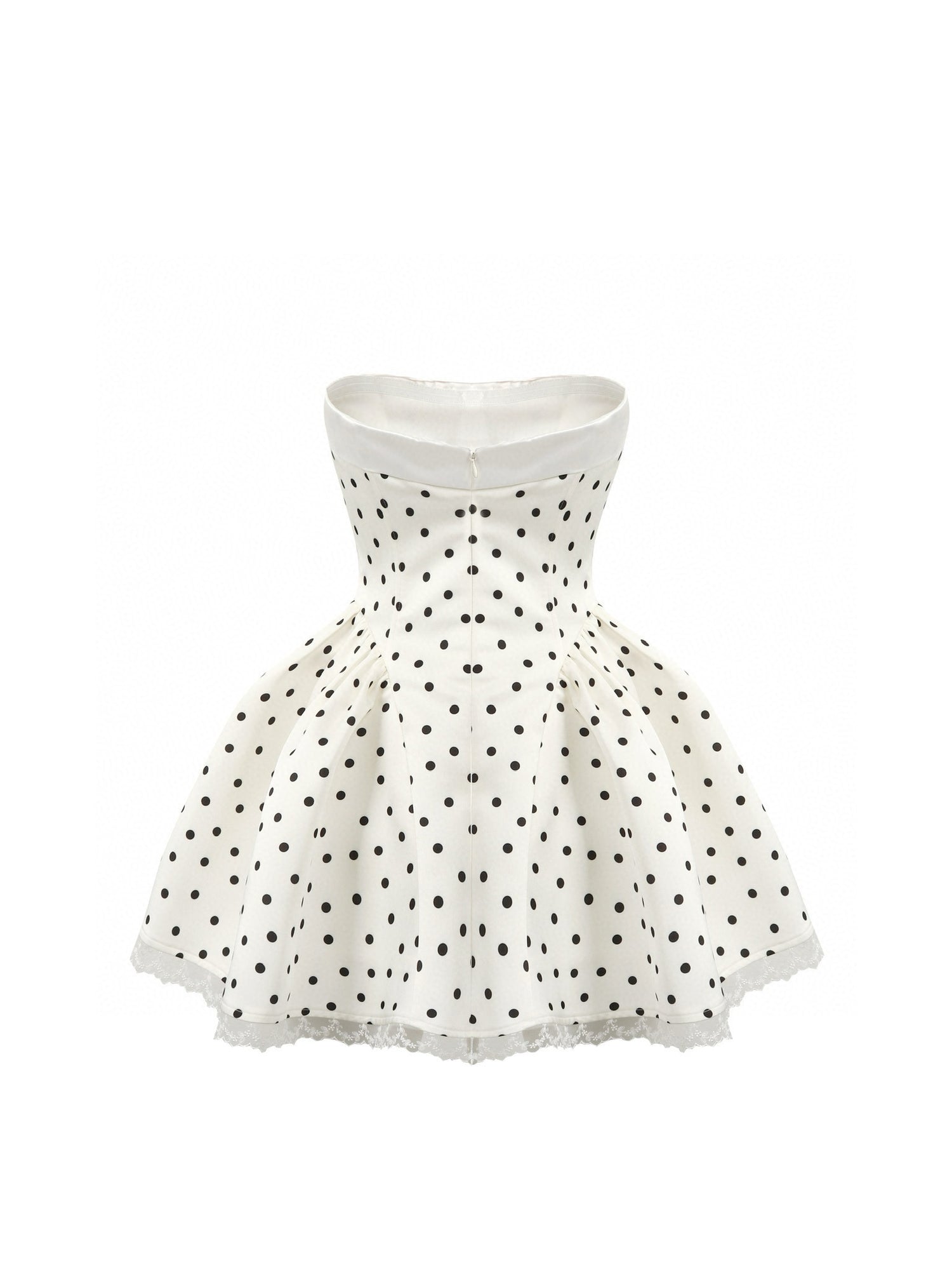 Jean Soo Polka print waist cinching strapless puffy dress