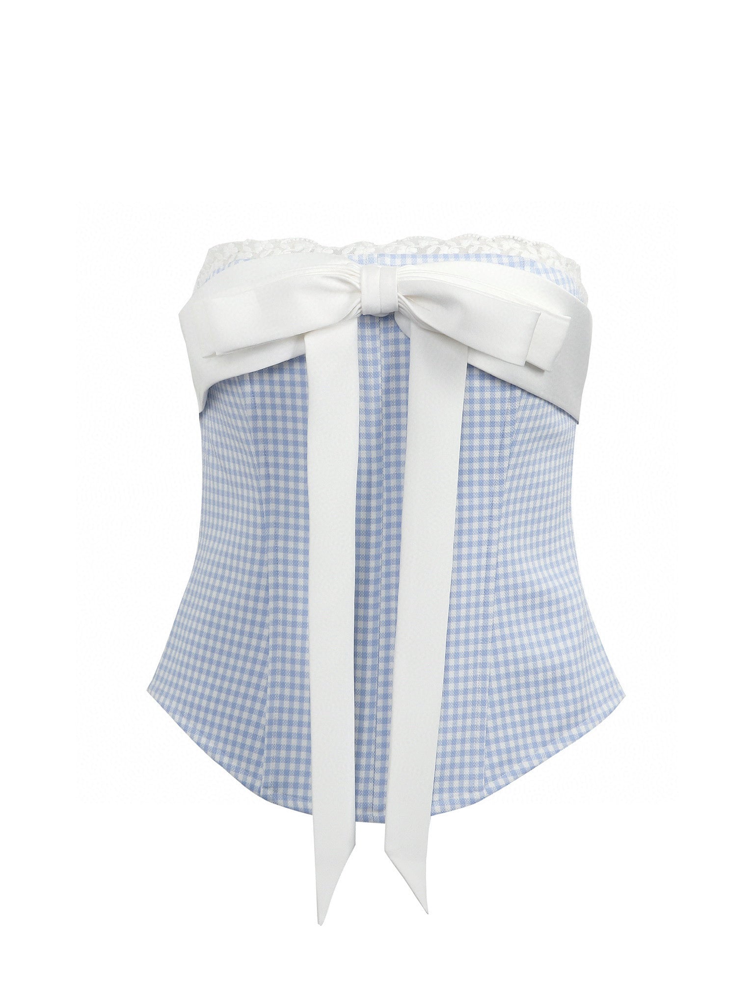 Jean Soo Splicing plaid fishbone strapless top + skirt set