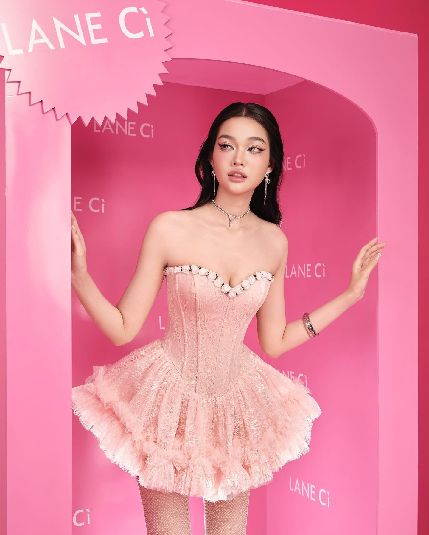 LANE Cì Bloom Dress-Pink