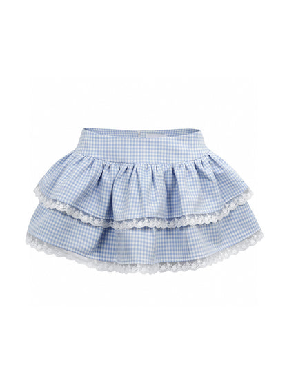 Jean Soo Splicing plaid fishbone strapless top + skirt set
