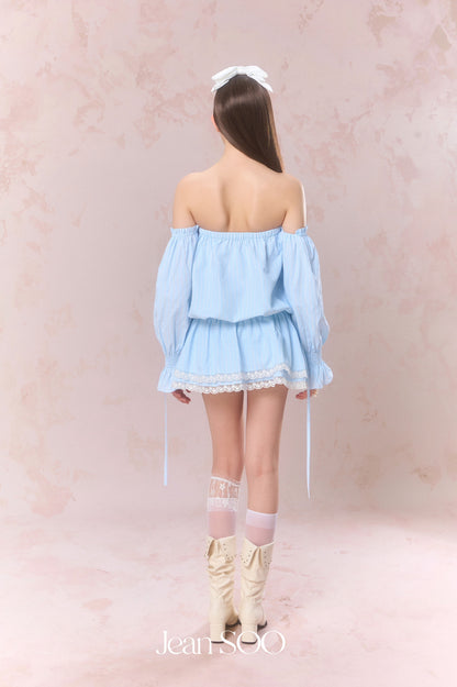 Jean Soo Striped waist cinching strapless dress