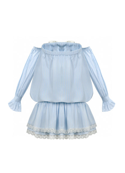 Jean Soo Striped waist cinching strapless dress
