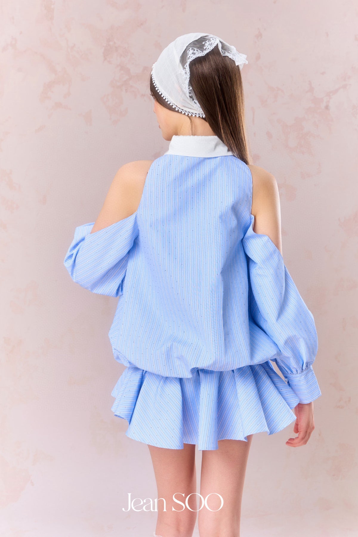 Jean Soo Nail drill off shoulder shirt dress