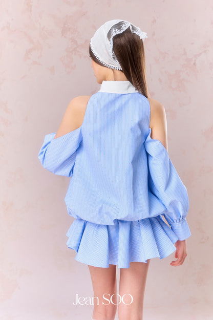 Jean Soo Nail drill off shoulder shirt dress