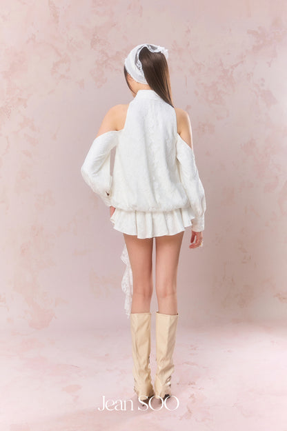 Jean Soo Embroidered lace off shoulder shirt dress