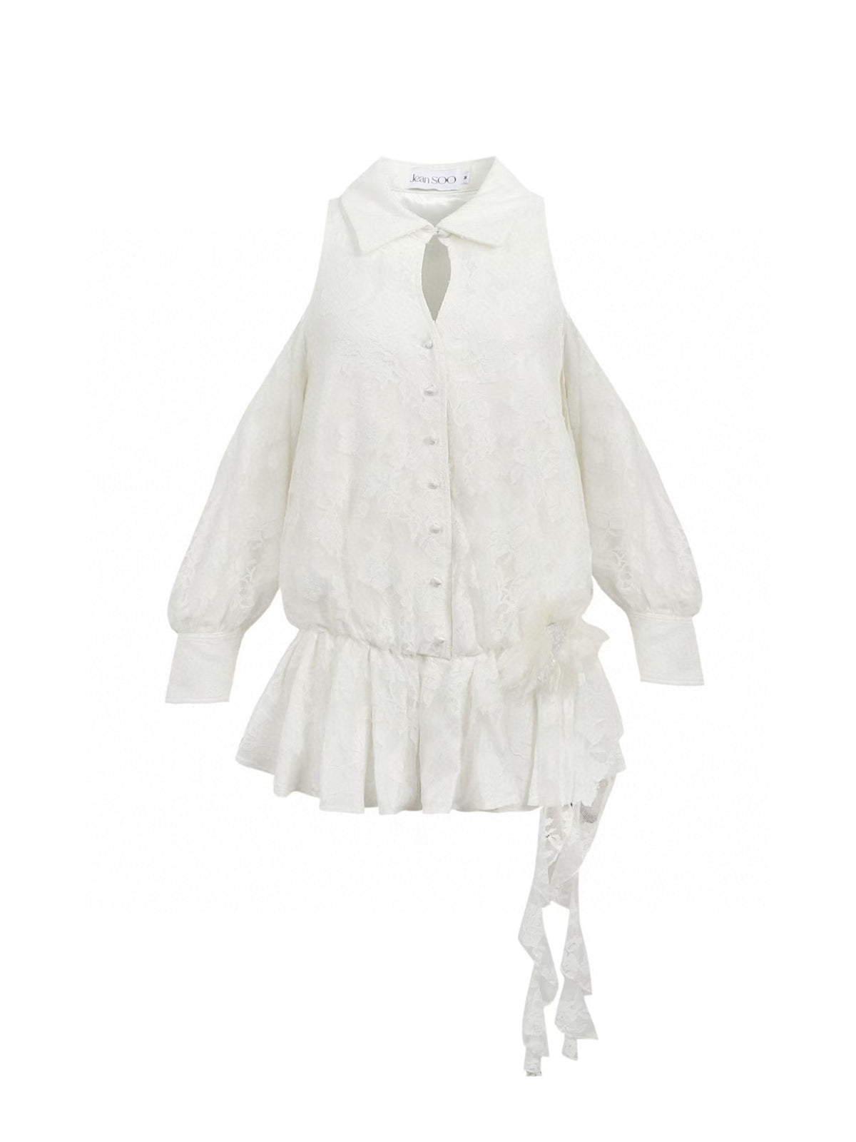 Jean Soo Embroidered lace off shoulder shirt dress