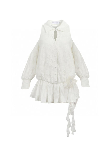 Jean Soo Embroidered lace off shoulder shirt dress