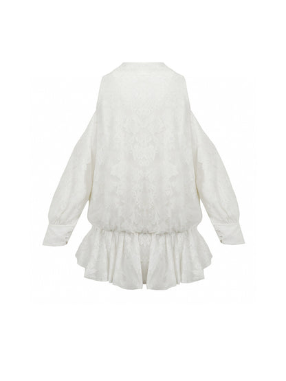 Jean Soo Embroidered lace off shoulder shirt dress