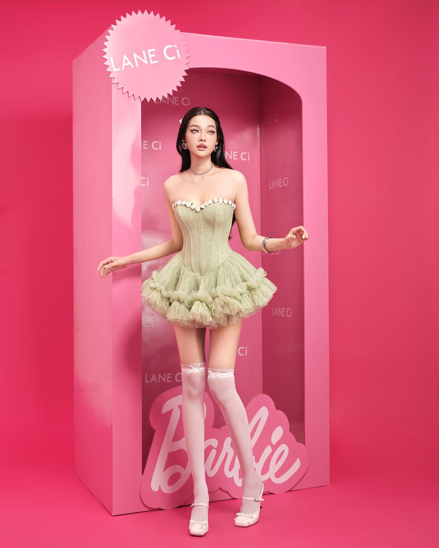 LANE Cì Bloom Dress-Green