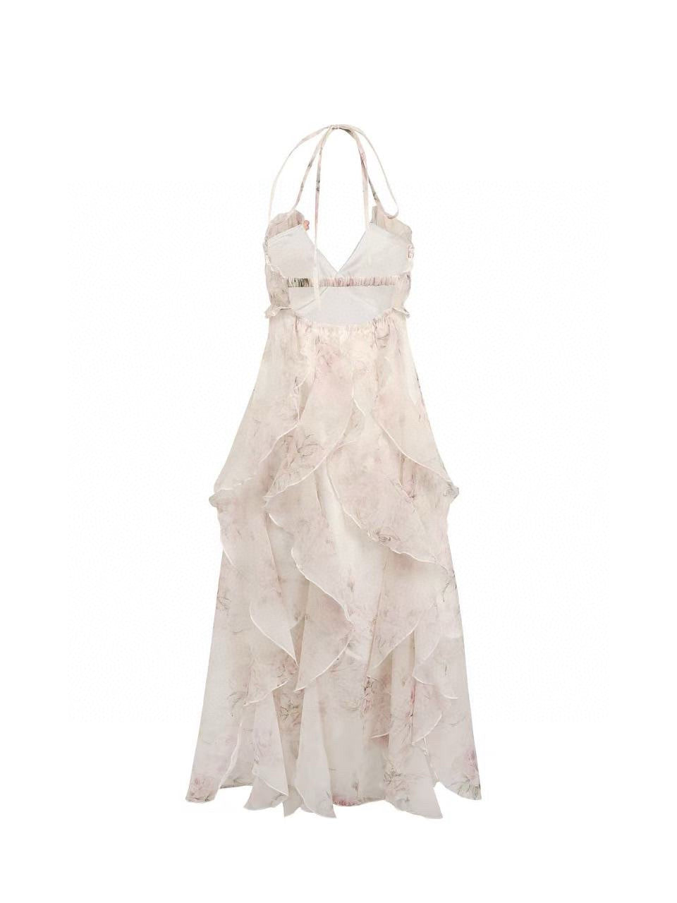 Jean Soo Irregular patchwork skirt halter neck dress