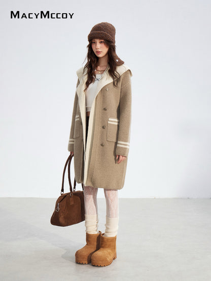 MacyMccoy MMC2025174 Long hooded sweater patchwork jacket