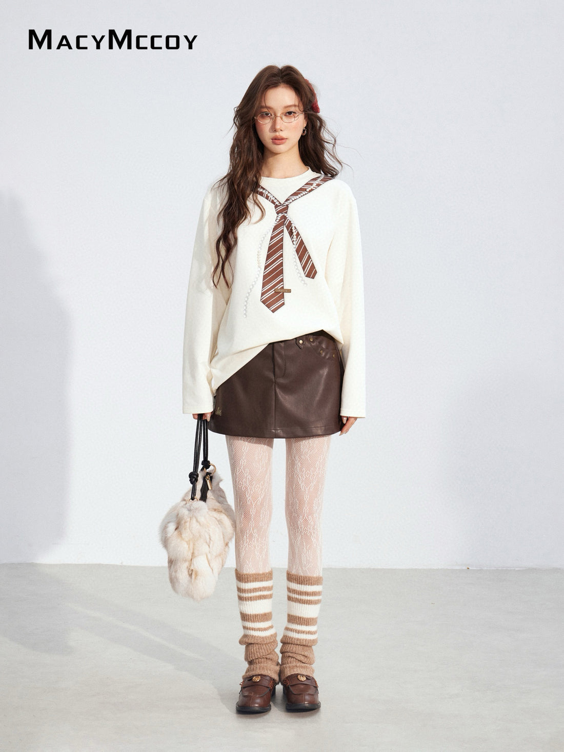 MacyMccoy MMC2025176 Pearl tie loose T-shirt