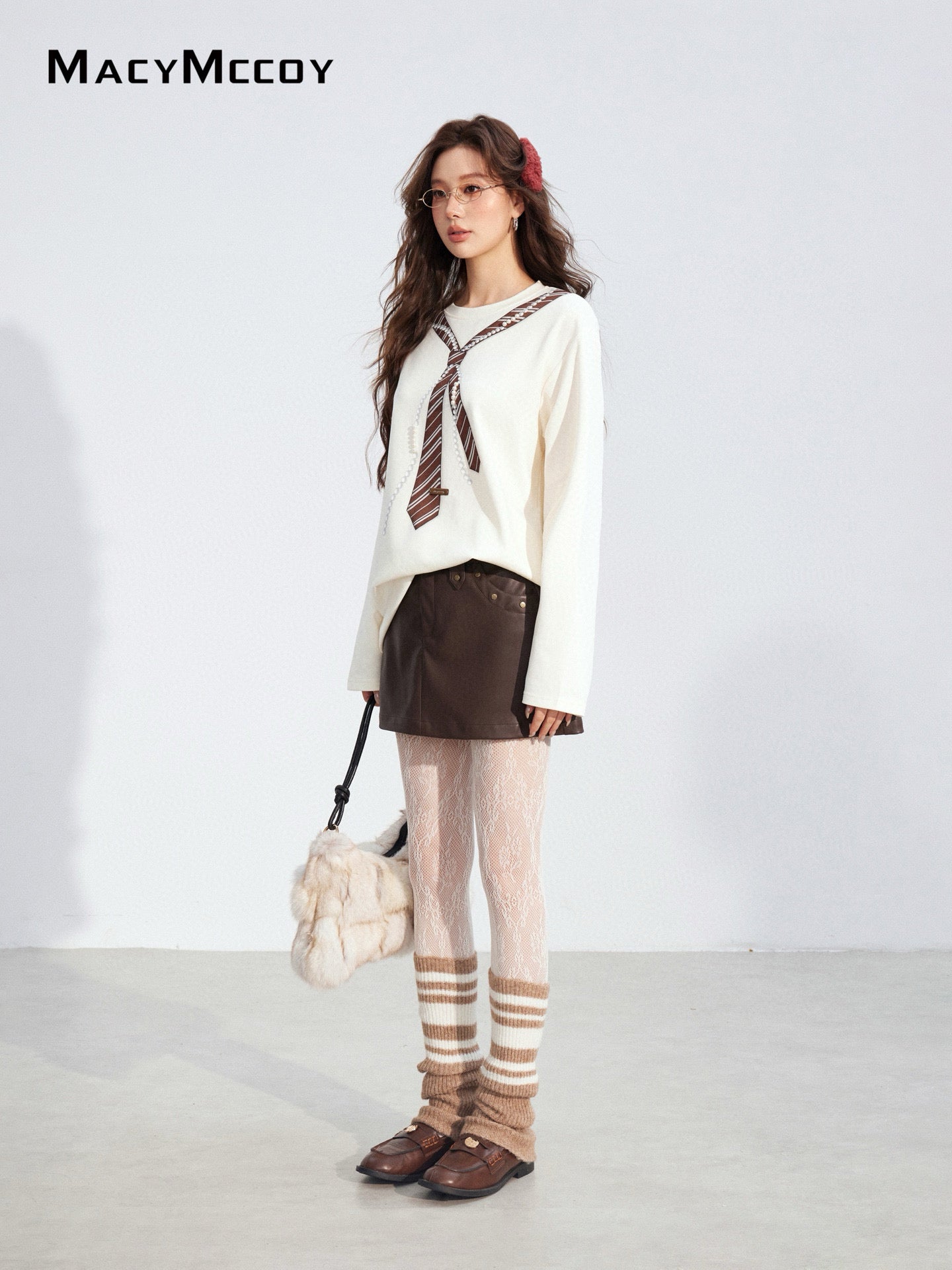 MacyMccoy MMC2025176 Pearl tie loose T-shirt