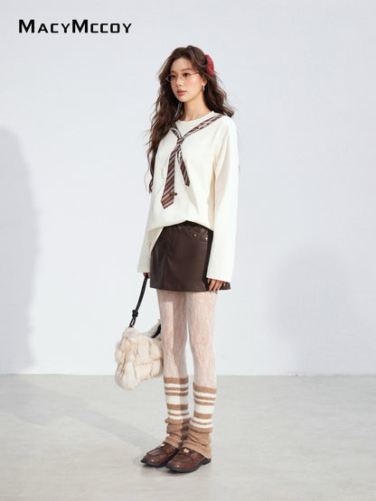 MacyMccoy MMC2025176 Pearl tie loose T-shirt