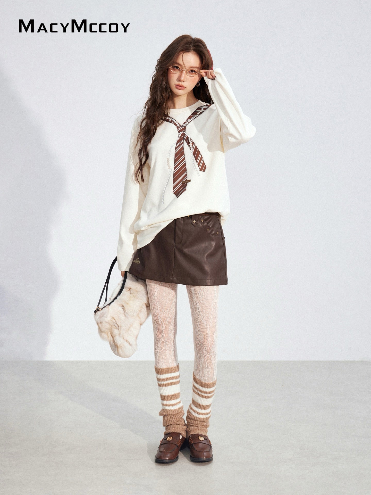 MacyMccoy MMC2025176 Pearl tie loose T-shirt